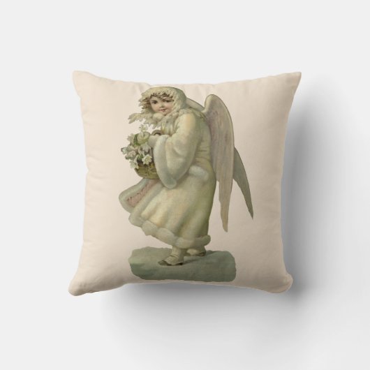 ヴィンテージクリスマスエンジェルビクトリアンフラワーダイカット クッション (裏面)