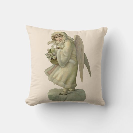 ヴィンテージクリスマスエンジェルビクトリアンフラワーダイカット クッション (正面)