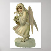 ヴィンテージクリスマスエンジェルビクトリアンフラワーダイカット ポスター (正面)