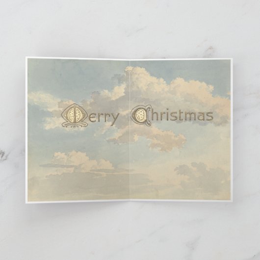 ヴィンテージクリスマスエンジェルピースクラウドホリデーカード シーズンカード (内部)