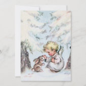 ヴィンテージクリスマスエンジェルベビー&バニーホリデイ シーズンカード (正面)