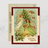 ヴィンテージクリスマスエンジェルポストカード シーズンポストカード (正面/裏面)