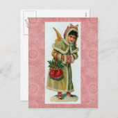 ヴィンテージクリスマスエンジェルポストカード シーズンポストカード (正面/裏面)