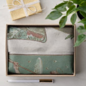 ヴィンテージクリスマスエンジェルミュージックベルホーンティール（緑がかった色）ブルー 薄葉紙 (ギフト)