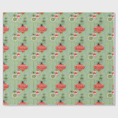 ヴィンテージクリスマスエンジェルレトロオーナメントオングリーン ラッピングペーパー (フラット)