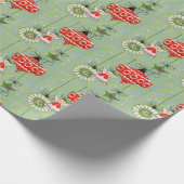 ヴィンテージクリスマスエンジェルレトロオーナメントオングリーン ラッピングペーパー (角)