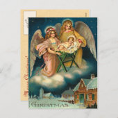 ヴィンテージクリスマスエンジェル出生 シーズンポストカード (正面/裏面)
