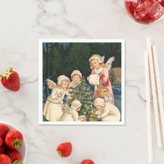 ヴィンテージクリスマスエンジェル紙ナプキン スタンダードカクテルナプキン (インサイチュ)