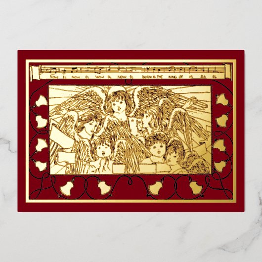 ヴィンテージクリスマスエンジェル聖歌隊 箔シーズンカード (正面)