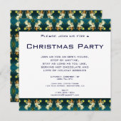 ヴィンテージクリスマスエンジェル輝くスターパターン 招待状 (正面/裏面)