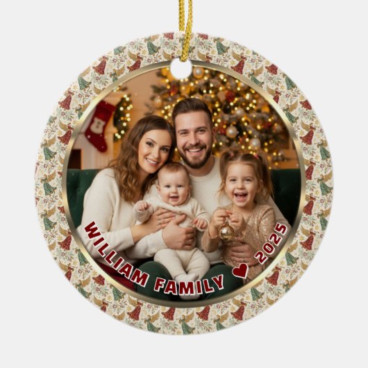 ヴィンテージクリスマスエンジェル カスタム写真＆名前 セラミックオーナメント (正面)