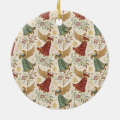 ヴィンテージクリスマスエンジェル カスタム写真＆名前 セラミックオーナメント (裏面)