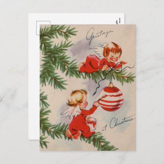 ヴィンテージクリスマスエンジェル シーズンポストカード (正面/裏面)