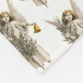 ヴィンテージクリスマスエンジェル&ツリーホリデイモノグラムの フリースブランケット (角)