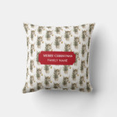 ヴィンテージクリスマスエンジェル&ツリーホリデイ名前をカスタムする クッション (裏面)
