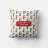 ヴィンテージクリスマスエンジェル&ツリーホリデイ名前をカスタムする クッション (正面)