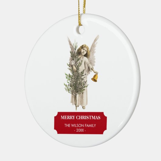 ヴィンテージクリスマスエンジェル&ツリーホリデイ セラミックオーナメント (左)