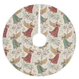 ヴィンテージクリスマスエンジェル ブラッシュドポリエステルツリースカート