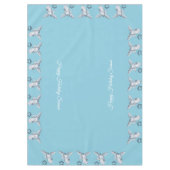 ヴィンテージクリスマスエンジェル&ベツレヘムonライトブルー テーブルクロス (正面)