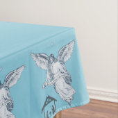 ヴィンテージクリスマスエンジェル&ベツレヘムonライトブルー テーブルクロス (インサイチュ)