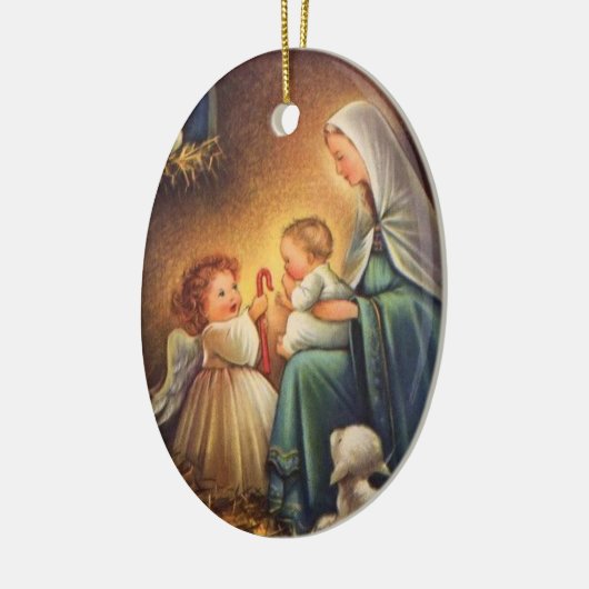 ヴィンテージクリスマスエンジェル&メアリーとベビーイエス セラミックオーナメント (左)