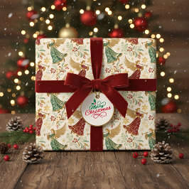 ヴィンテージクリスマスエンジェル ラッピングペーパー