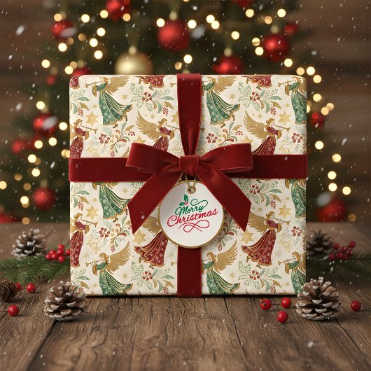 ヴィンテージクリスマスエンジェル ラッピングペーパー