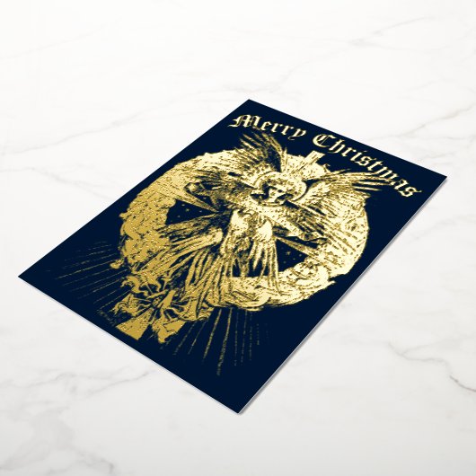 ヴィンテージクリスマスエンジェル 箔シーズンカード (回転した状態)