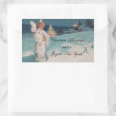 ヴィンテージクリスマスエンジェル 長方形シール (バッグ)