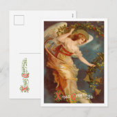 ヴィンテージクリスマスエンジェル、Xmasグリーティングカリグラフィー シーズンポストカード (正面/裏面)