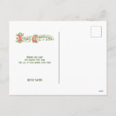 ヴィンテージクリスマスエンジェル、Xmasグリーティングカリグラフィー シーズンポストカード (裏面)