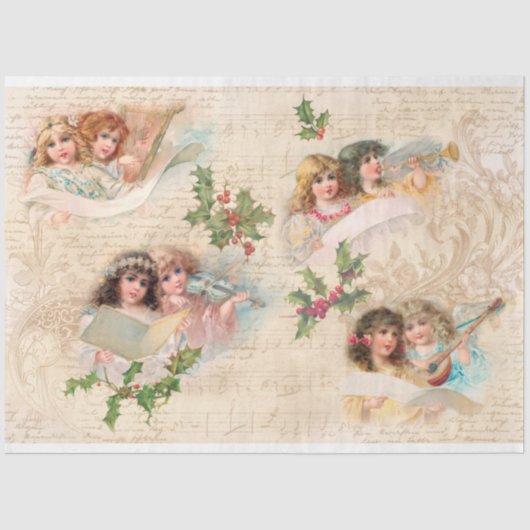 ヴィンテージクリスマスエンジェルw/ミュージカルエフェメラ 薄葉紙 (正面)