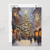 ヴィンテージクリスマスオイル絵付けポストカード ポストカード (正面/裏面)