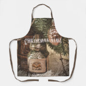 ヴィンテージクリスマスオーナメントとクリスマスツリー エプロン (正面)
