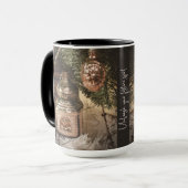 ヴィンテージクリスマスオーナメントとクリスマスツリー マグカップ (正面左)