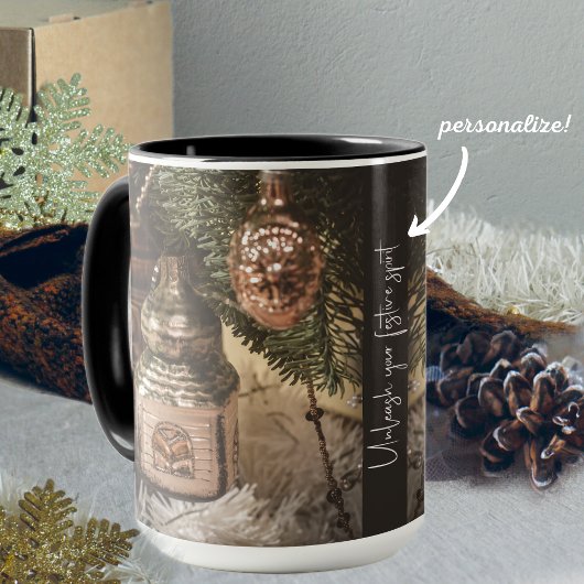 ヴィンテージクリスマスオーナメントとクリスマスツリー マグカップ