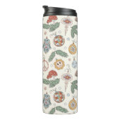 ヴィンテージクリスマスオーナメントと平和サイン タンブラー (回転右)