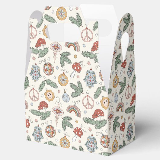 ヴィンテージクリスマスオーナメントと平和サイン フェイバーボックス (オープン)