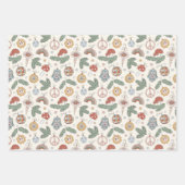 ヴィンテージクリスマスオーナメントと平和サイン ラッピングペーパーシート (正面2)