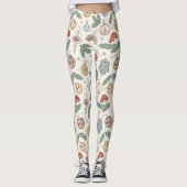 ヴィンテージクリスマスオーナメントと平和サイン レギンス (正面)