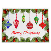 ヴィンテージクリスマスオーナメントと緑の抱き枕 ラージペーパーバッグ (正面)