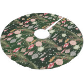 ヴィンテージクリスマスオーナメントイラストレーションパターン ブラッシュドポリエステルツリースカート (アングル)