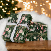 ヴィンテージクリスマスオーナメントイラストレーションパターン ラッピングペーパー