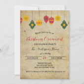 ヴィンテージクリスマスオーナメントエクスチェンジホリデーパーティー 招待状 (正面)