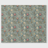 ヴィンテージクリスマスオーナメントオンブルー ラッピングペーパー (フラット)