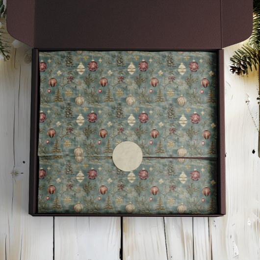 ヴィンテージクリスマスオーナメントオンブルー 薄葉紙