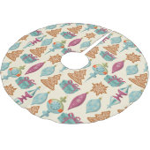 ヴィンテージクリスマスオーナメントクッキーギフトパターン ブラッシュドポリエステルツリースカート (アングル)