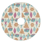 ヴィンテージクリスマスオーナメントクッキーギフトパターン ブラッシュドポリエステルツリースカート (正面)