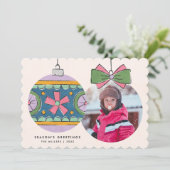 ヴィンテージクリスマスオーナメントグリーティングカード – 紫 (スタンド正面)