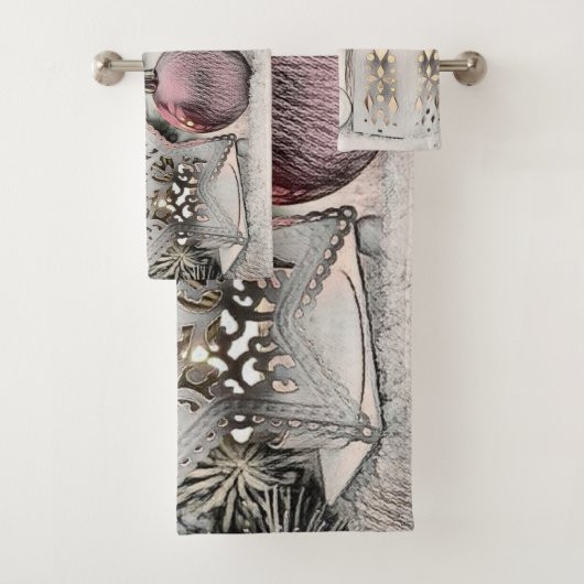 ヴィンテージクリスマスオーナメントスケッチ バスタオルセット (インサイチュ)